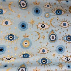 Posh Peanut Bamboo Cotton Swaddle Blanket Celestial Fiona Evil Eye Gold Foil